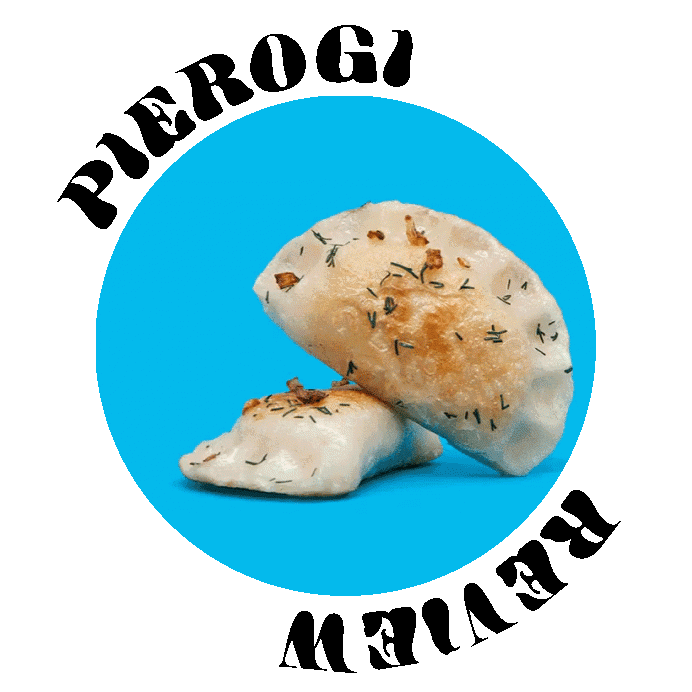 gif of spinning pierogi with text 'pierogi review'